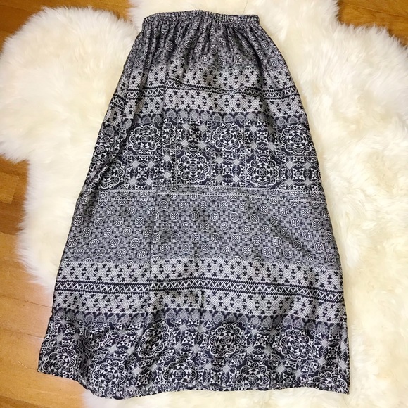Black and grey elastic waist maxi skirt - Picture 1 of 2